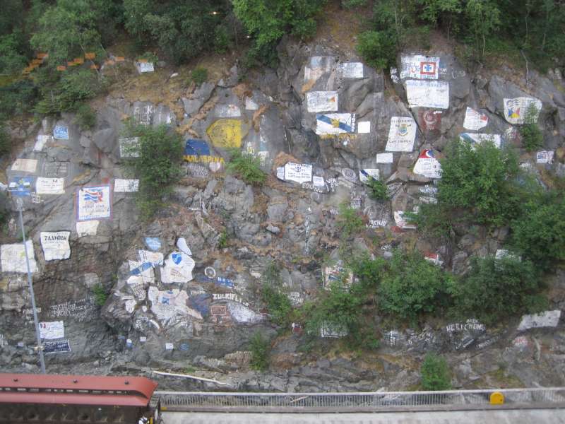 Ship's identities enscribed on rock wall